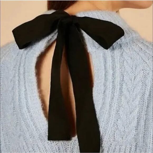 FRNCH Paris Sweater Frnch Paris Bow Back Cable Knit Sweater Size M L NWT - Picture 2 of 16